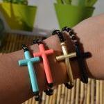 Fun Black Bracelets With Beautiful Cross Colors